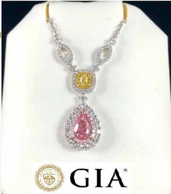 【台北周先生】天然Fancy粉紅色鑽石 1.5克拉 even 配天然黃鑽14分 18K金美墜 送GIA證書
