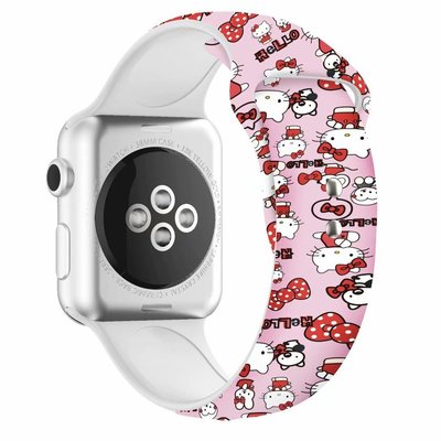 森尼3C-Apple watch錶帶 hello kitty  iwatch 3 4 5 6 7 8 代 SE 矽膠錶帶-品質保證