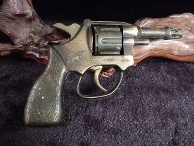 古玩軒~早期台灣50~60年代全金屬製老玩具槍左輪手槍老玩具老玩具槍.F1203功能正常 KMG367