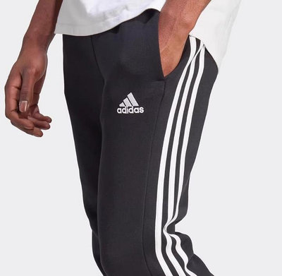 【Japan潮牌館】Adidas 愛迪達 新款男裝加絨運動休閒長褲 黑色