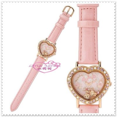 小花花日本精品♥Hello Kitty 美樂蒂 手錶 手表 皮革錶帶 粉色格紋愛心水鑽  生日禮物 99926007