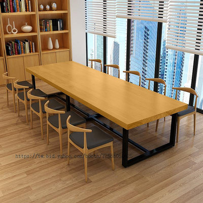 北歐新款網紅桌loft美式鐵藝辦公會議桌簡約現代書桌老板桌長桌復古工業風辦公桌