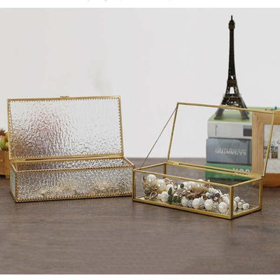 歐式透明玻璃首飾盒防氧化飾品盒復古珠寶展示水晶消磁桌面收納盒