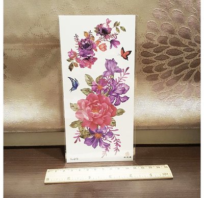 【萌古屋】紫紅花朵蝴蝶 - 男女防水紋身貼紙刺青貼紙TL-273 K19