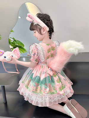 現貨 洛麗塔 女童夏季連衣裙2024新款洋氣玲娜貝兒裙子小女孩洛麗塔公主裙