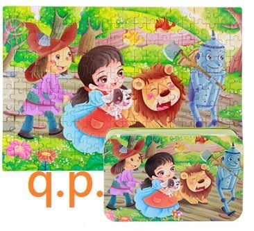 木質玩具 益智遊戲 童話故事 綠野仙踪 繪畫 稻草人 鐵盒 拼圖 200片 木製立體拼板數字 小孩兒童 嬰幼童禮物