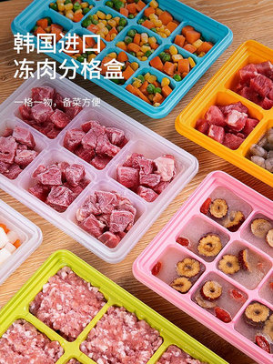 韓國進口凍肉分格盒冰箱保鮮盒蔥姜蒜收納盒肉絲片塊冷凍備菜盒子