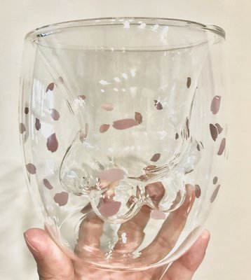 【全新】貓爪杯/雙層玻璃杯 櫻花圖案