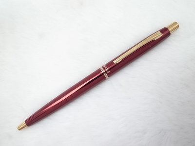 B550 白金 日本製 酒紅色天頂按壓式 高級原子筆(9成新)