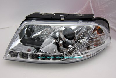 VW福斯PASSAT 01-05年B55仿R8燈眉版魚眼大燈DRL日行燈造型(全新) MIT 電鍍 有現貨 不用等 特價