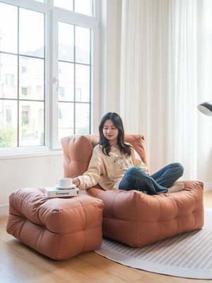 科技布日式懶人沙發單人臥室小沙發陽臺可躺讀書角落單人沙發椅子