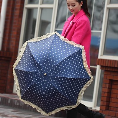 5Cgo【鴿樓】會員有優惠 蕾絲太陽傘黑膠 防紫外線遮陽傘拱形傘雨傘三折疊創意公主傘