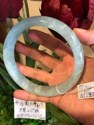 天然 海藍寶 手環～《海霸王4款》～超級大手圍～手圍26號～窄版～內徑79mm寬15厚10mm～㊣海水藍寶石，她是美麗人魚公主的化身、人魚石！～｛熊寶貝珠寶｝～