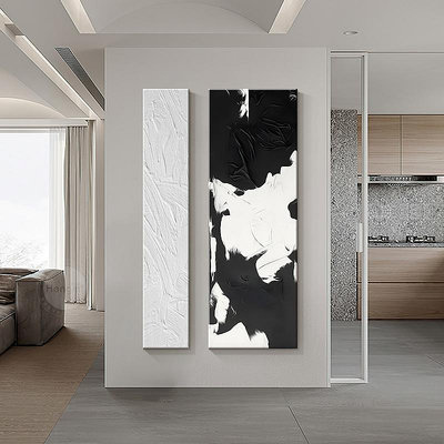 現代簡約玄關裝飾畫黑白抽象藝術走廊過道掛畫高級感雙聯組合壁畫