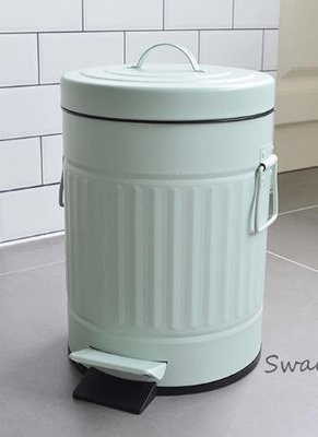 6241A 歐式 啞光薄荷綠腳踏式垃圾桶5L 復古造型綠色垃圾桶居家廚房腳踏垃圾筒廚餘桶回收桶