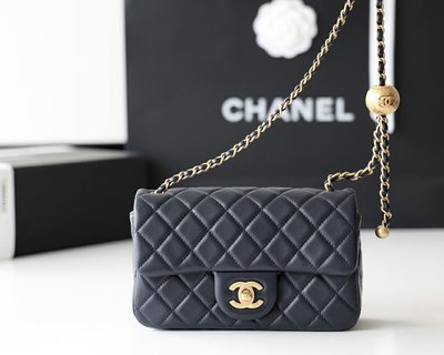 Chanel香奈兒女包包CF Mini金球包 小金珠菱格紋單肩斜挎鏈條包