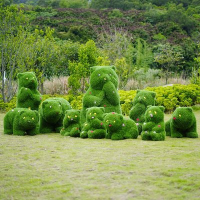 草皮熊貓雕塑戶外園林景觀大動物擺件草坪裝飾模型玻璃鋼綠植仿真超夯 精品