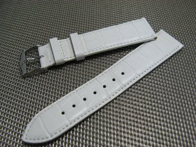 歐洲進口法國品牌ZRC鱷魚壓花大錶徑白色專用名腕帶 (各國名錶專用皮革錶帶)20x18mm