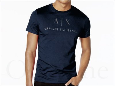 官網 Armani Exchange AX 阿曼尼海軍藍A|X LOGO文字純棉短T潮T恤XS號 S M L缺貨 免運費