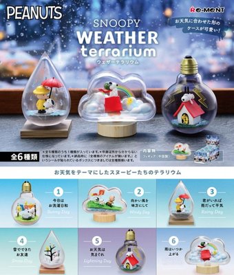 《FOS》日本 SNOOPY WEATHER 史努比 天氣 水晶瓶 瓶中精靈 盒玩 全6種 玩具 禮物 2021新款