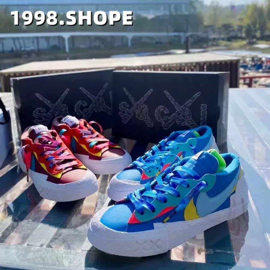 Kaws x Sacai x Nike Blazer Low 湖水藍DM7901-400 白紫DM7901-500