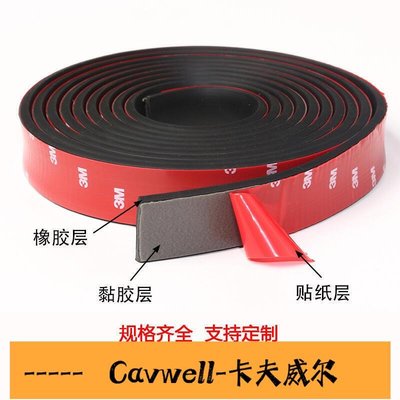 Cavwell-滿300元發貨 3M自粘橡膠條玻璃減震緩沖防滑橡膠密封條實心防撞條橡膠墊片扁條-可開統編