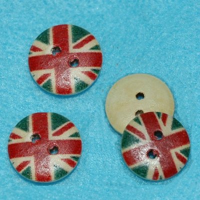 10顆 英國國旗1.5公分兩孔衣服襯衫鈕扣子拼布 DIY手工材料 Y361b09_pack10, 台灣