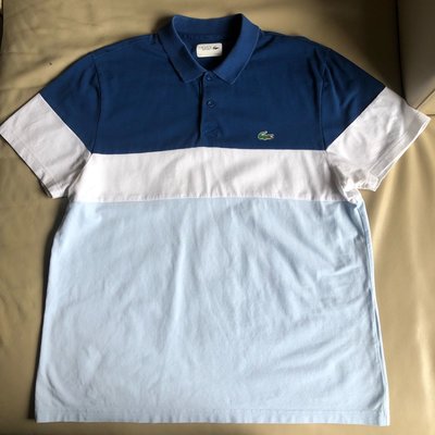 [品味人生]保證正品 Lacoste 三色條紋 短袖POLO衫 size FR 7 XXL