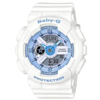 BABY-G馬卡龍粉嫩春天氣息風格休閒錶( BA-110BE-7A)/白43.3mm