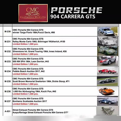 收藏模型車 車模型 新品定 CMC 1:18 保時捷 904 Carrera GTS 賽車 合金全開汽車模型
