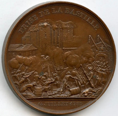 蒂克錢幣-法國紀念1789年占領巴士底獄大銅章 1844造錢幣 收藏幣 紀念幣-1764