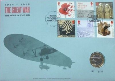 【熱賣精選】英國2017年 一次世界大戰系列4 空軍 2英鎊 雙金屬 紀念幣 郵幣封