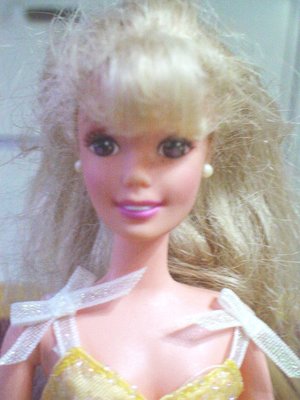 1976/1995 芭比MATTEL DOLL BARBIE金髮娃娃 黃禮服 無鞋 二手收藏品29CM