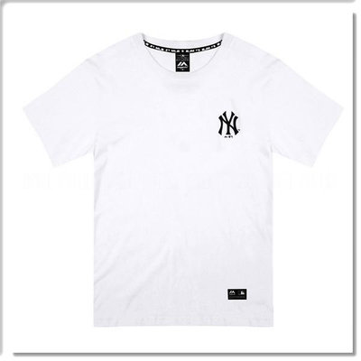 【ANGEL NEW ERA】Majestic MLB NY 紐約 洋基 短T 背後幾何Logo 象牙白 情侶款 潮流
