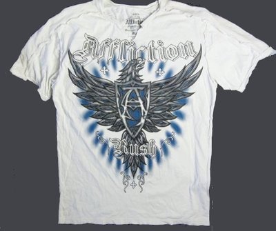 Affliction 短袖 T 恤 GSP 老鷹翅膀 UFC 設計重機格鬥刺青潮牌 白色 XL【以靡專櫃正品】