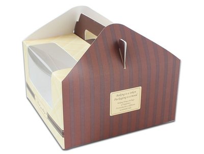 含稅【咖色黃格 4格手提盒+底托(2款)】200組/箱 手提蛋糕盒 甜點盒 點心盒 麵包盒 烘焙 C-MS-4-C百
