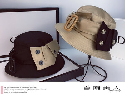 首爾美人✅CA4LA原單不規則造型綁帶漁夫帽遮陽帽❤卡其色/黑色