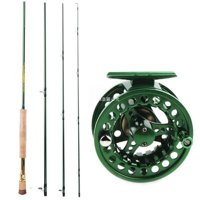 Sougayilang 嗖嘎一郎 4節5 6飛蠅竿和綠色飛蠅輪組合套裝 戶外旅行釣魚工具 飛蠅釣 飛釣竿 漁具 釣魚