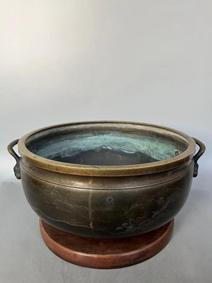 日本回流銅器  銅火缽 香爐 茶道爐 中古物品，難免有歲月使260