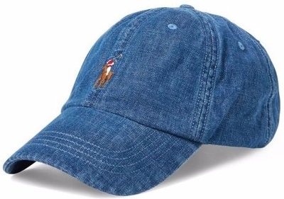 全新美國名牌 Polo Ralph Lauren 藍色丹寧棉質棒球帽，單一尺寸，只有一件，低價起標無底價！本商品免運費！