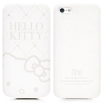 GARMMA Hello Kitty iPhone5下掀式摺疊皮套-典藏白