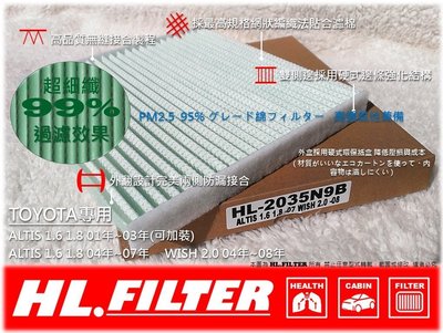 【HL】豐田 TOYOTA ALTIS WISH 原廠型 超細纖 冷氣濾網 粉塵 空氣 濾網 兩片免運 非 活性碳 3M