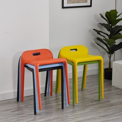 時尚彩色凳子馬凳 麼沙馬椅凳 客廳靠背椅成人加厚塑料椅子收納凳-爆款
