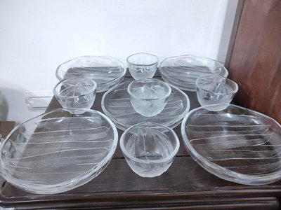 (日本製生活用品)佐佐木硝子竹葉紋多用途玻璃和食器"旬彩"一組(A1435)