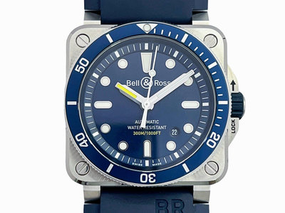【JDPS 御典品 / 名錶專賣】BELL&amp;ROSS 柏萊士錶 BR03-92 自動 不鏽鋼 膠帶 附盒證 編號T756