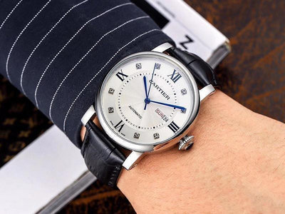 現貨直出 歐美購店家實拍Cartier 卡地亞 RONDE DE CART系列機械表 男士機械手錶 腕錶 直徑4210mm頂級藍 明星大牌同款