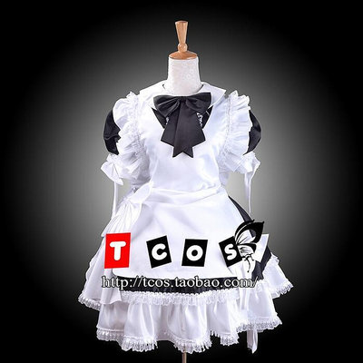 極致優品 TCOS 黑白色 蕾絲女僕裝cos 洛麗塔洋裝cosplay服裝連衣裙 CS1451