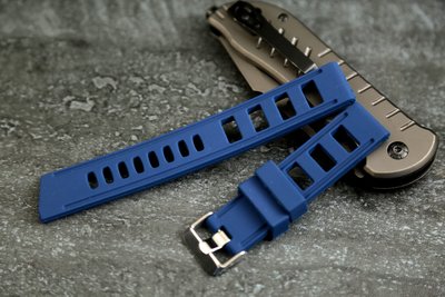 20mm 22mm 收斜尾～藍色～替代卡西歐casio,seiko isofrane 潛水錶..原廠錶帶之防水矽膠錶帶