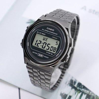 【金台鐘錶】CASIO卡西歐 經典圓形(中性風格)腕錶 復古懷舊風格 (黑) A171WEGG-1A