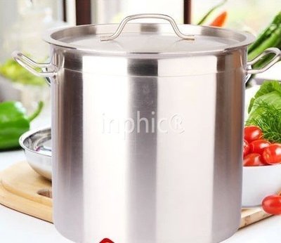 INPHIC-廚房湯汁鍋不鏽鋼複底超厚底高身湯鍋高深煮鍋湯鍋不鏽鋼大湯桶 25cmX25cm